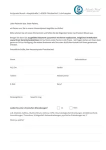 Anamnesebogen Arztpraxis Munck